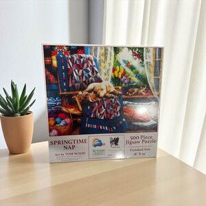 NEW SEALED Suns Out SPRINGTIME NAP 500 pc Jigsaw Puzzle CATS/DOGS